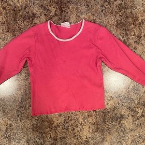 Pink Long Sleeve Cropped Top